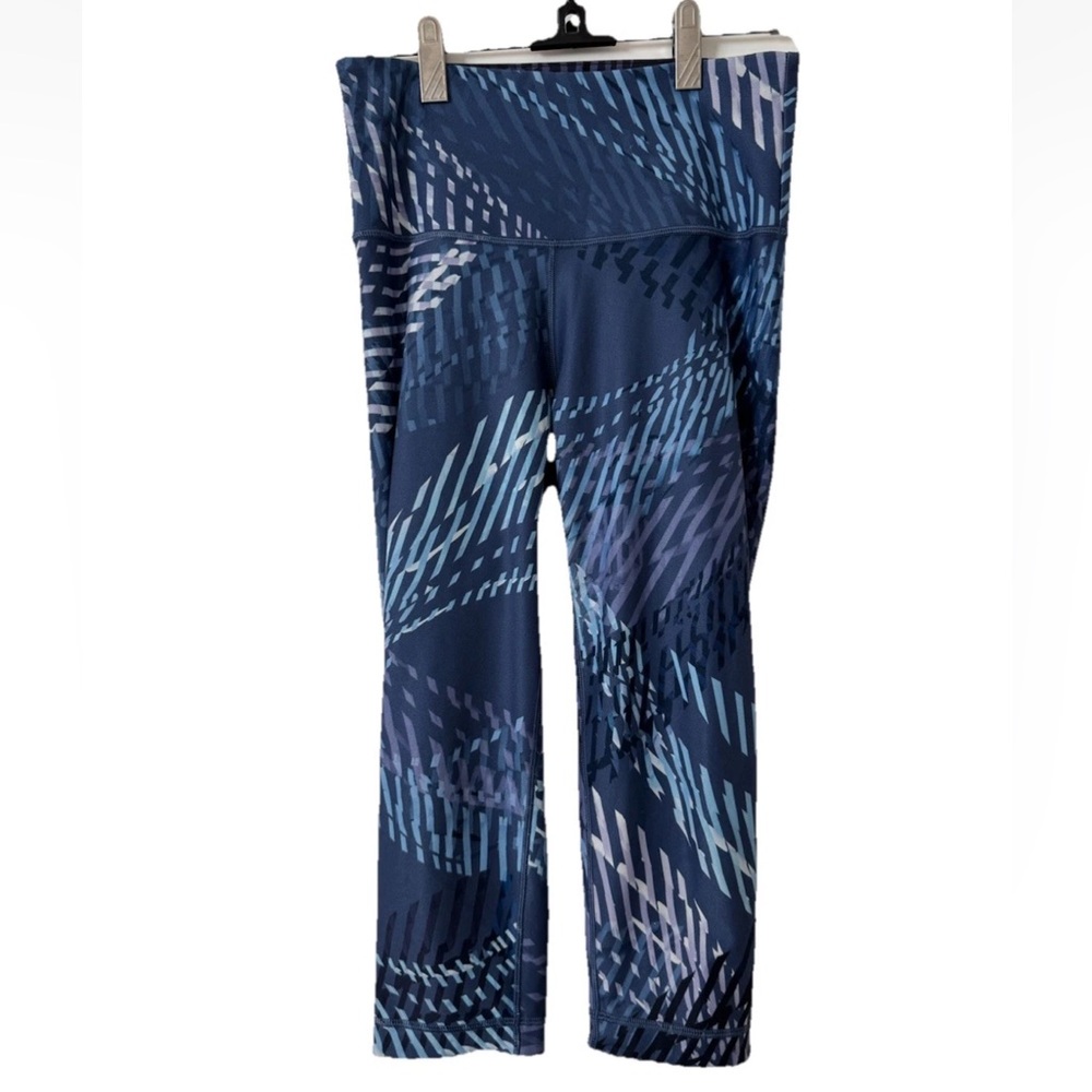 Peloton x With Navy Blue Geometric Reversible High Rise Crop Leggings Medium
